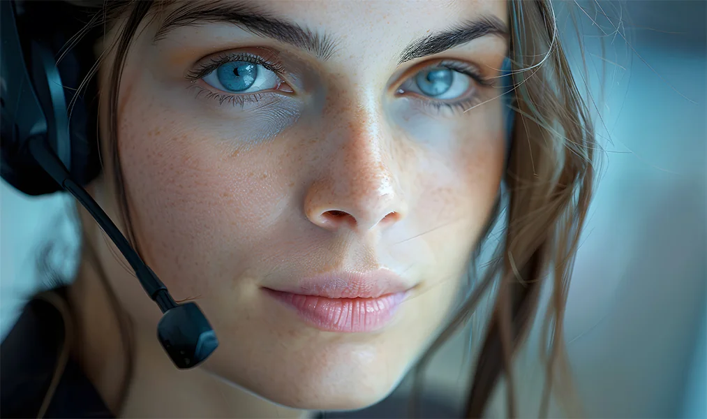 Customer service specialist wearing a headset