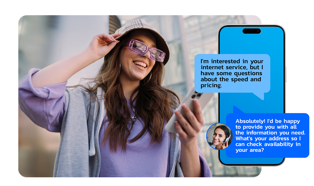 Customer service conversation taking place through SMS