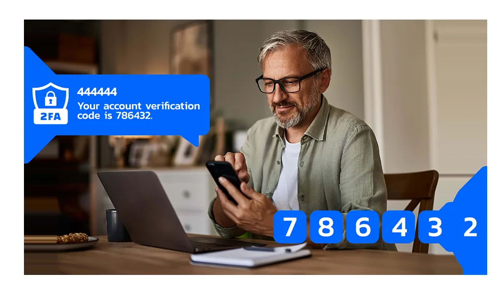 Two-factor authentication code delivered by SMS