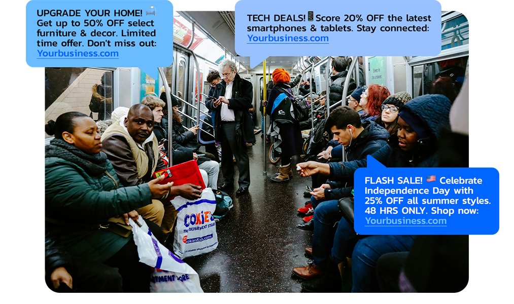 Opt-in mobile marketing messages reaching customers in transit